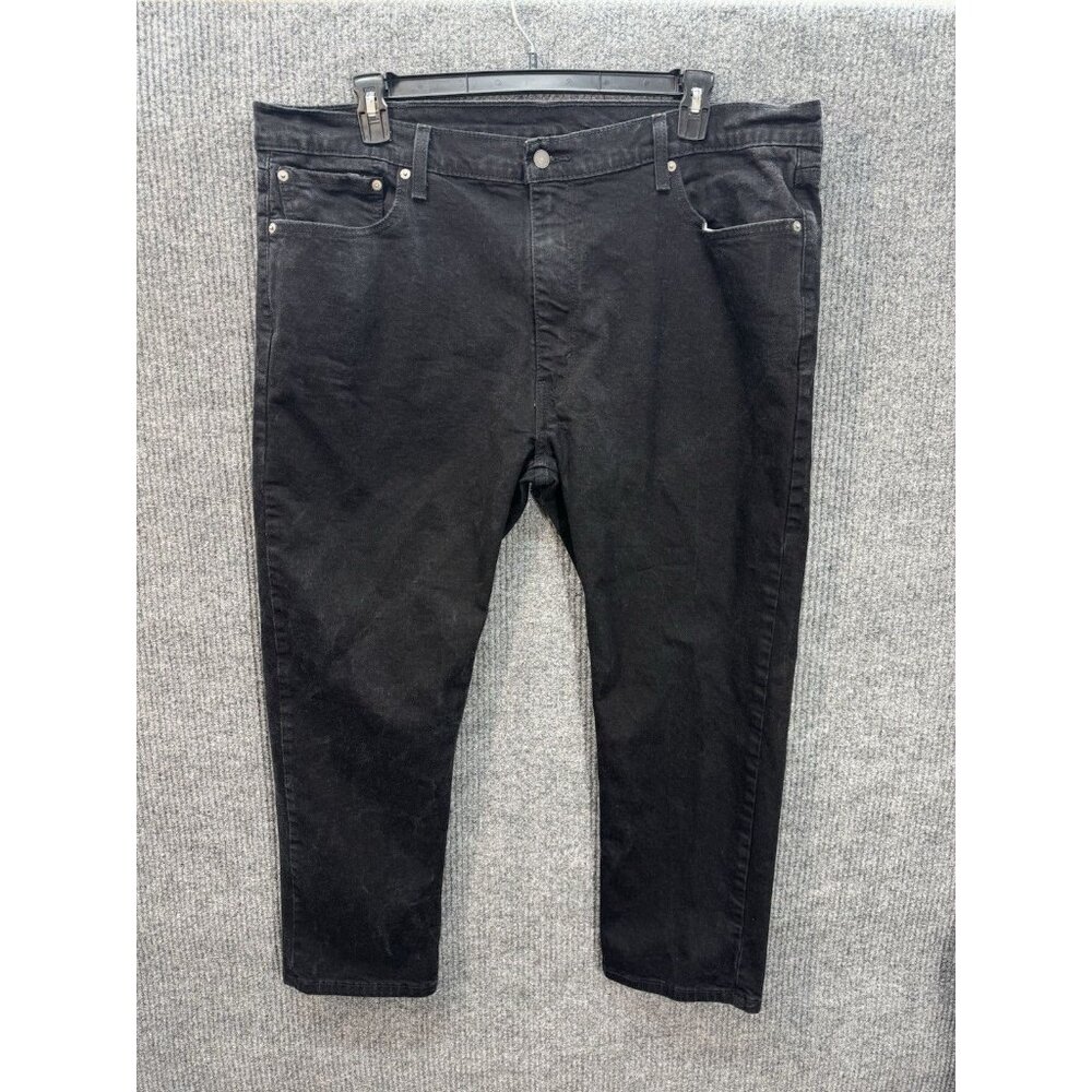 Levis 502 Jeans Men’s 44x30 Fits 44x27 Black Classic Taper Stretch Denim Fade